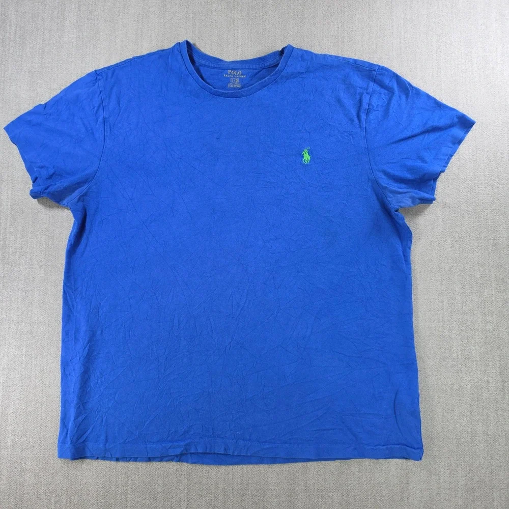 Polo Ralph Lauren T-Shirt Mens Large Blue Short Sleeve‎ Embroidered Pony Logo
